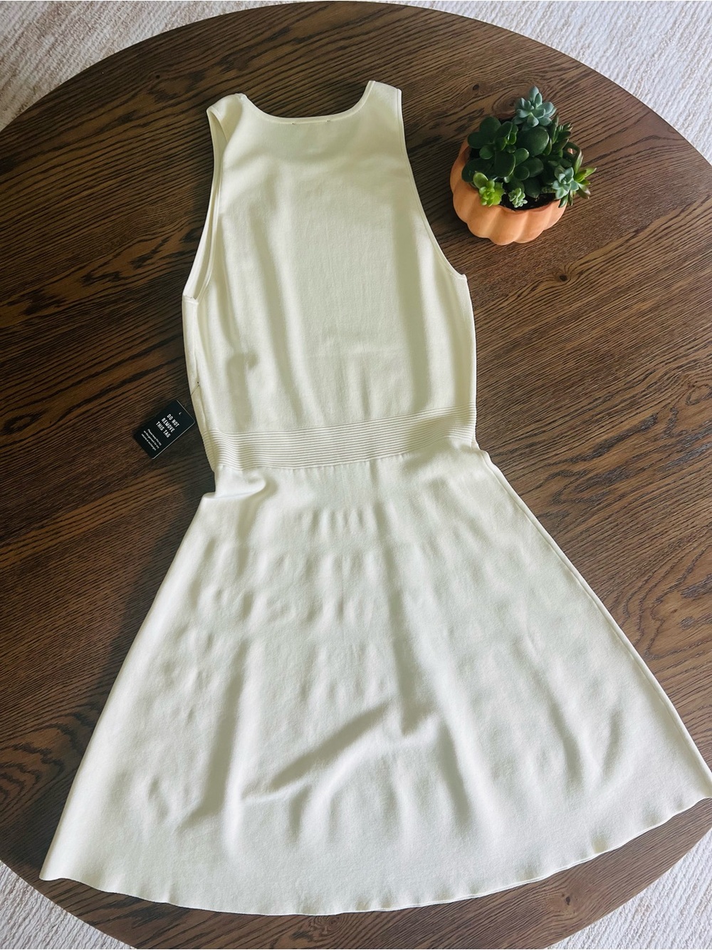 Express- Sleeveless Cream Knit Fit-and-Flare Dress (Size M)